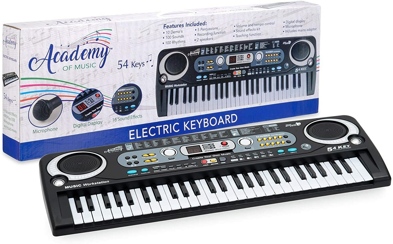 54 Keys Electronic Keyboard Piano + Microphone | Dennyshop UK