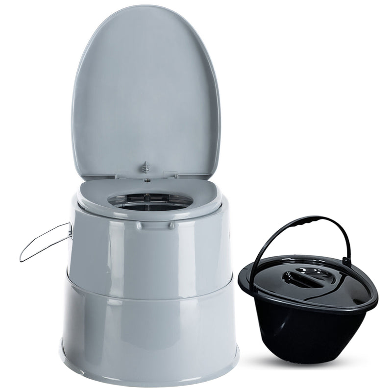 6L Large Portable Compact Potty Camping Toilet Grey