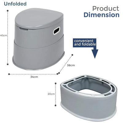 6L Large Portable Compact Potty Camping Toilet Grey