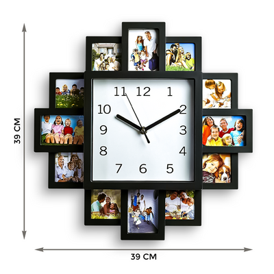 12 Multi Photo Frame Wall Clock