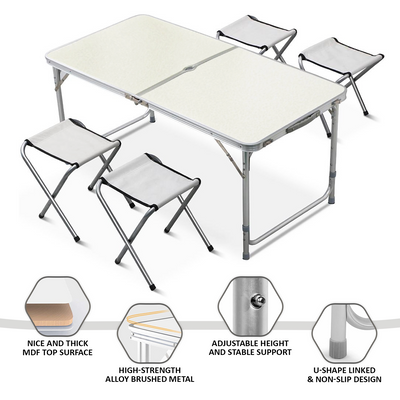 Folding Portable Table Stool White
