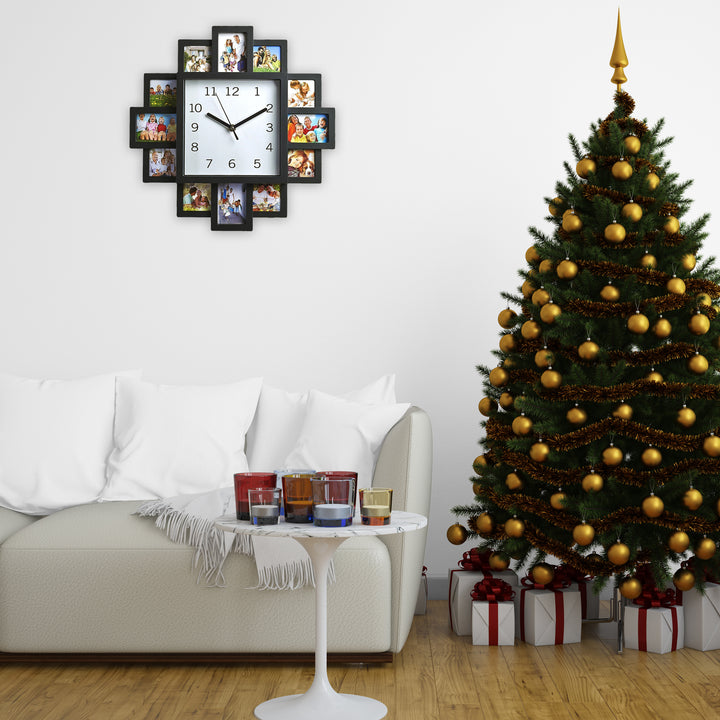 12 Multi Photo Frame Wall Clock